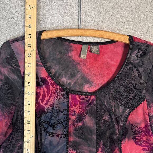 Serenade Top Women’s Size 1X Black Red Fairy Grunge Goth Vamp Tie Dye Whimsigoth - Picture 8 of 14